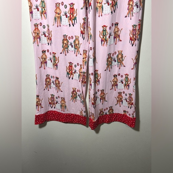 Pink Pajama Pants with Red Polka Dot Trim and Cheetah Novelty Print Size Large - Picture 4 of 7